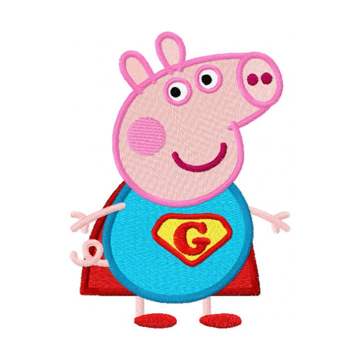 Pig hero embroidery design - Embroidery Design