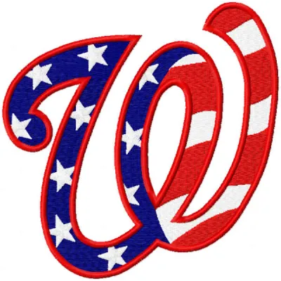 Washington Nationals USA embroidery design featuring a baseball theme, ideal for stitching on caps and apparel.
