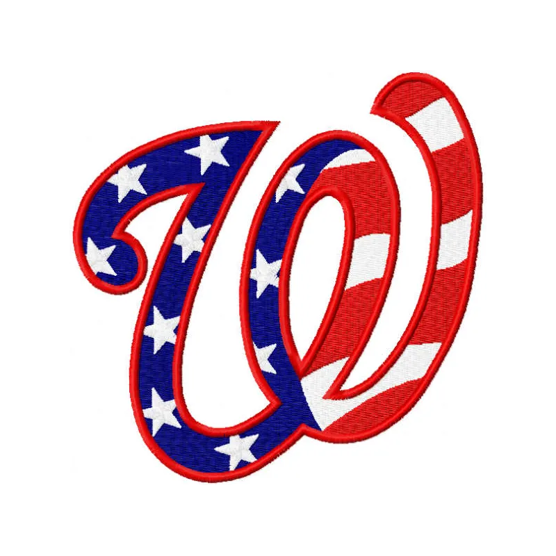 Washington Nationals USA embroidery design featuring a baseball theme, ideal for stitching on caps and apparel.