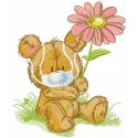 Embroidery design of a teddy bear wearing a medical mask, perfect for stitching on children's items.