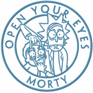 Open your eyes morty embroidery design - Embroidery Design