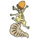 Scrat climbing with acorn embroidery design featuring the beloved character from Ice Age, ideal for fun stitching projects.