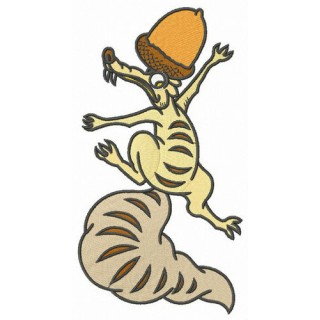 Scrat climbing with acorn embroidery design - Embroidery Design
