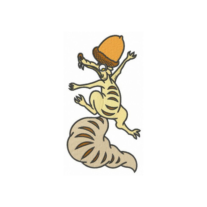 Scrat climbing with acorn embroidery design - Embroidery Design