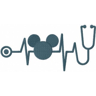 Mickey Mouse stetoscope embroidery design - Embroidery Design