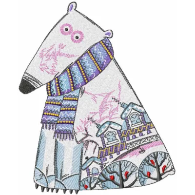 Preview of a polar bear patterned embroidery design, perfect for festive Christmas projects and decorations.