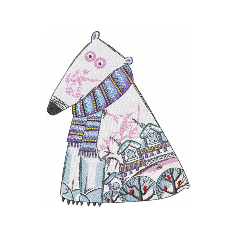Preview of a polar bear patterned embroidery design, perfect for festive Christmas projects and decorations.