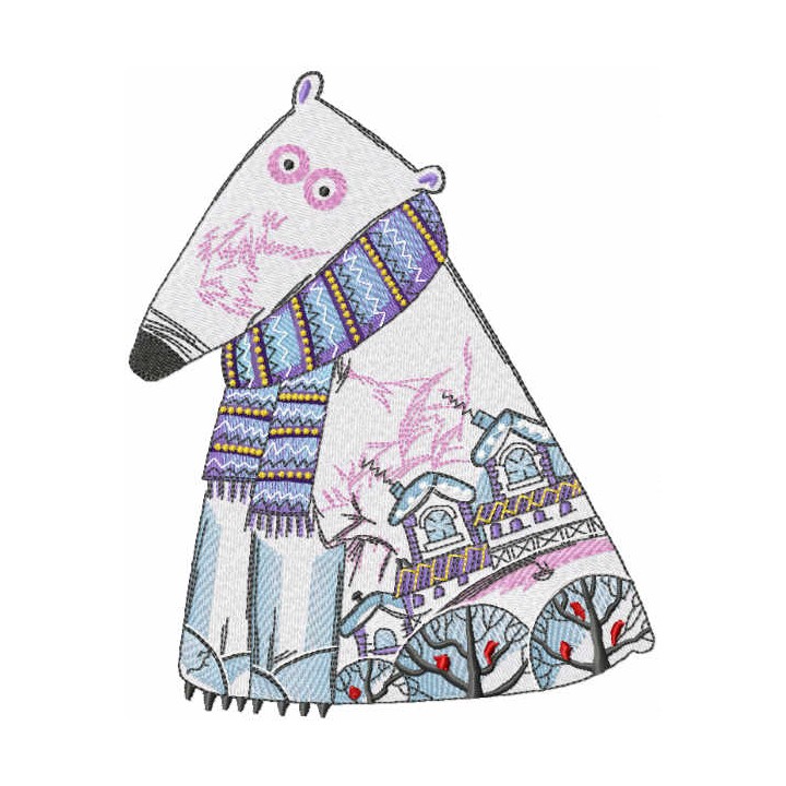 Polar bear patterned embroidery design - Embroidery Design