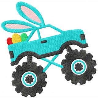 Easter Bunny truck embroidery design - Embroidery Design