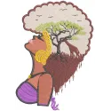 Intricate Africa woman embroidery design showcasing cultural beauty, ideal for t-shirts, tote bags, and hoodies.