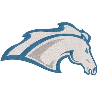Alabama-Huntsville Chargers horse logo embroidery design preview, showcasing intricate stitching patterns for fans.