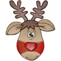Happy Christmas deer embroidery design featuring a cheerful deer, perfect for holiday-themed stitching projects.