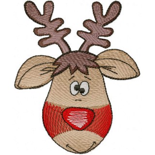 Happy Christmas deer embroidery design - Embroidery Design