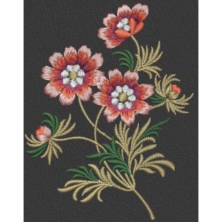 Flowers black background embroidery design - Embroidery Design