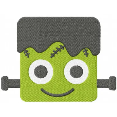 Frankenstein Halloween monster face embroidery design showcasing a fun and spooky motif for festive stitching projects.