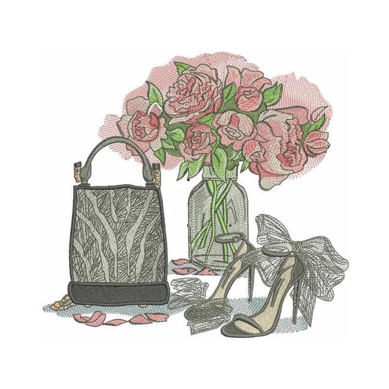 Preview of 'All the Best for You' embroidery design showcasing a stylish stitched motif for fashion accessories.