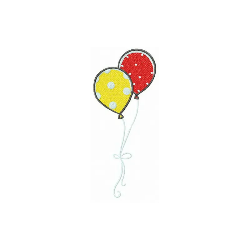 Spotted balloons embroidery design featuring colorful balloons ideal for holiday-themed projects.