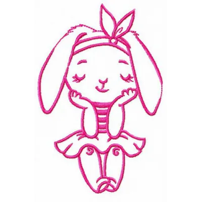 Bunny girl embroidery design featuring a cute rabbit character, perfect for stitching on t-shirts and baby onesies.