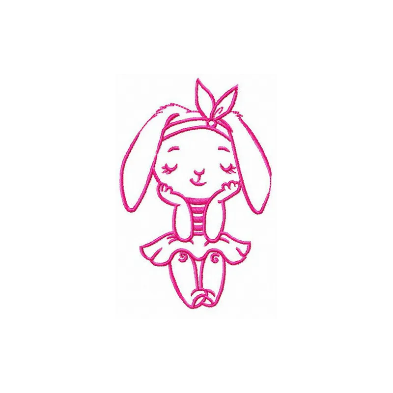 Bunny girl embroidery design featuring a cute rabbit character, perfect for stitching on t-shirts and baby onesies.
