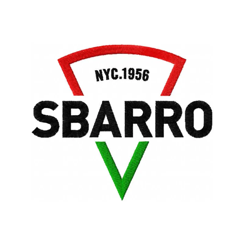Embroidery design of the Sbarro logo for stitching on apparel and accessories.