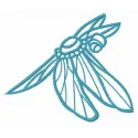Small dragonfly embroidery design showcasing intricate details, perfect for embellishing t-shirts and tote bags.