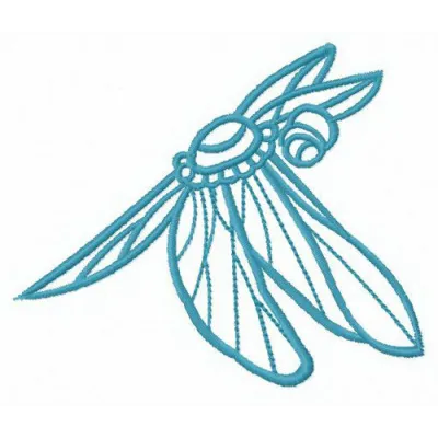 Small dragonfly embroidery design showcasing intricate details, perfect for embellishing t-shirts and tote bags.