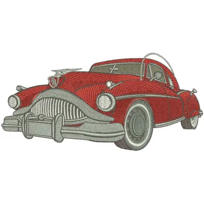 Vintage Buick embroidery design showcasing classic car details, ideal for stitching on apparel and accessories.