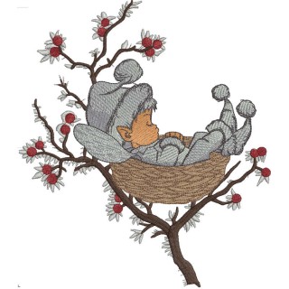 Sleeping winter elf embroidery design - Embroidery Design