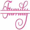 Preview of a family monogram embroidery design showcasing elegant lettering for personalized stitching projects.