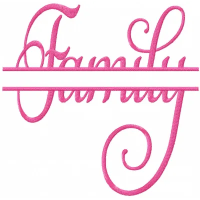 Preview of a family monogram embroidery design showcasing elegant lettering for personalized stitching projects.