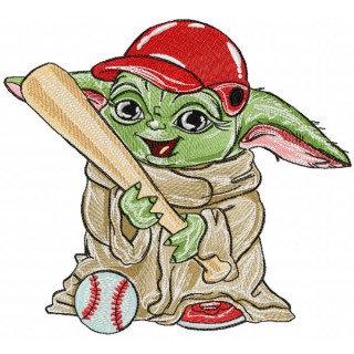 Yoda baseball player embroidery design - Embroidery Design