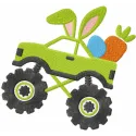 Easter Monster Truck embroidery design featuring playful elements for festive stitching projects.