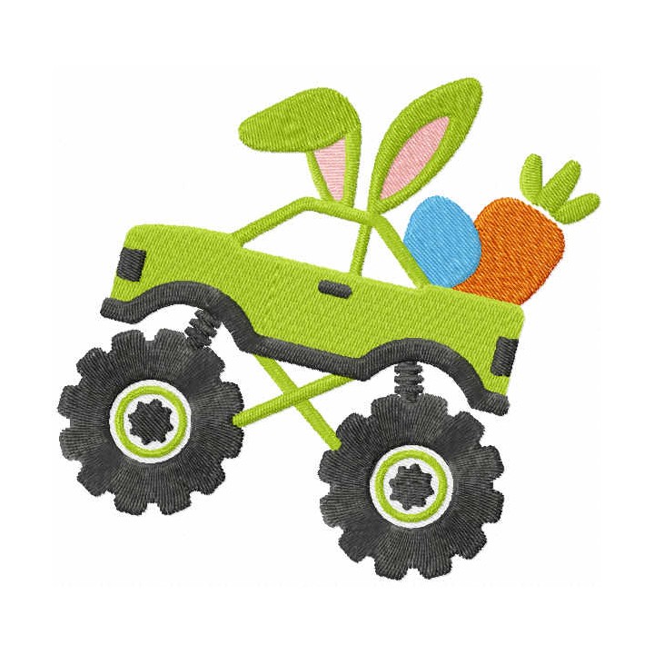 Easter Monster truck embroidery design - Embroidery Design