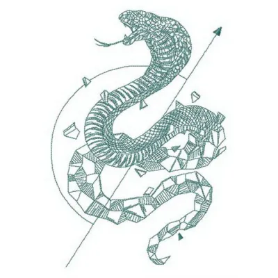 Cobra reborn embroidery design featuring a detailed reptile motif, ideal for stitching on jackets and bags.