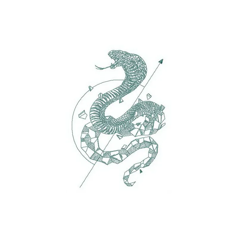 Cobra reborn embroidery design featuring a detailed reptile motif, ideal for stitching on jackets and bags.