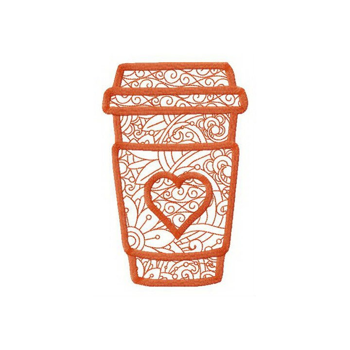 Coffee to go cup embroidery design - Embroidery Design