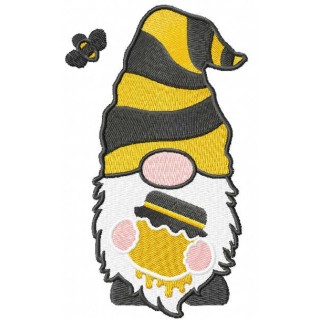 Honey gnome embroidery design - Embroidery Design