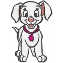 I am Patch embroidery design featuring a playful Dalmatian motif, ideal for embellishing t-shirts or tote bags.