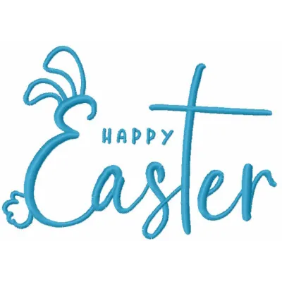 Happy Easter bunny ears embroidery design preview, showcasing a festive motif for Easter stitching projects.