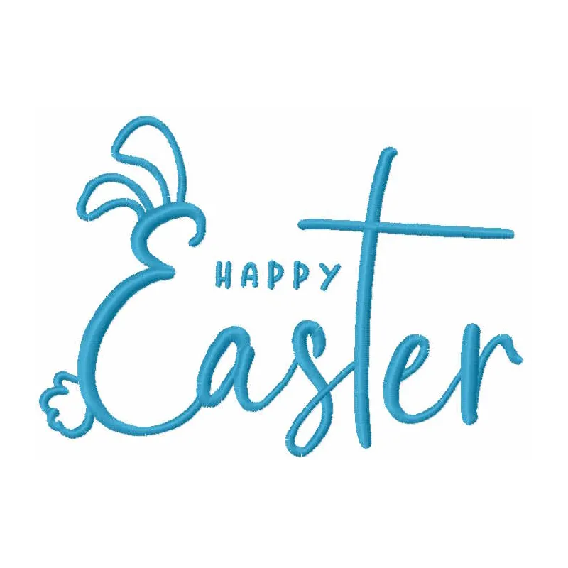 Happy Easter bunny ears embroidery design preview, showcasing a festive motif for Easter stitching projects.