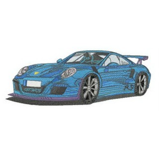 Blue racing car embroidery design - Embroidery Design
