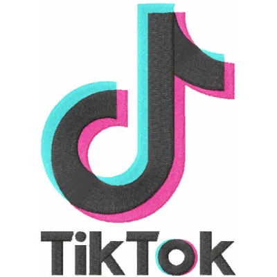 Embroidery design featuring the full Tik Tok logo, ideal for creative projects on apparel and accessories.
