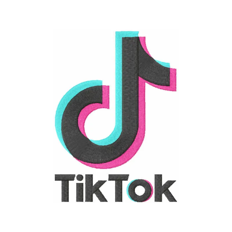 Embroidery design featuring the full Tik Tok logo, ideal for creative projects on apparel and accessories.