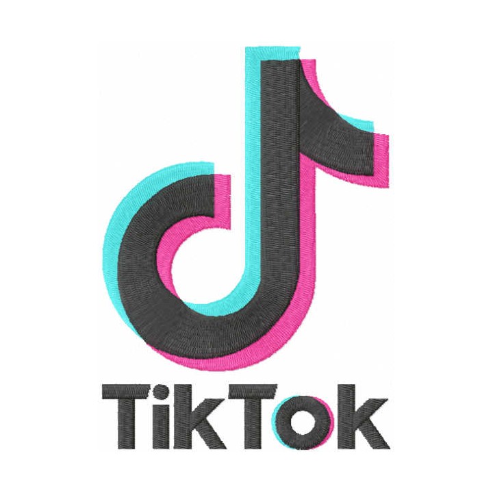 Tik Tok full logo embroidery design - Embroidery Design