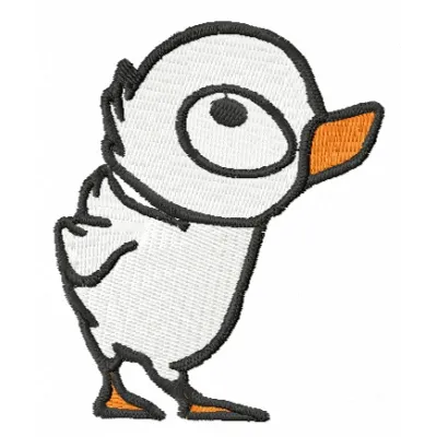 Inquisitive duckling embroidery design showcasing a charming bird motif for creative stitching projects.