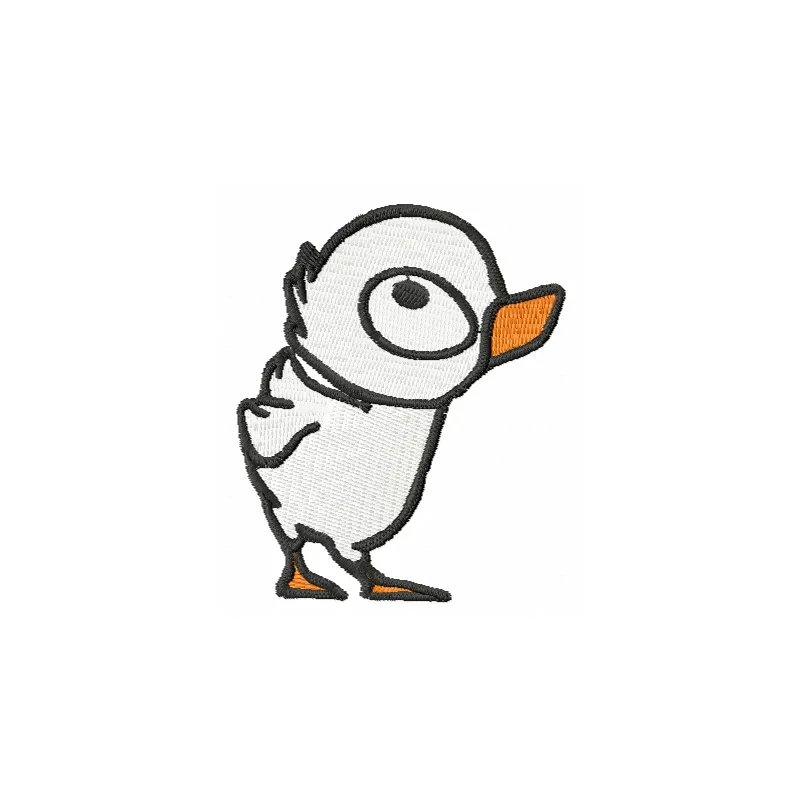 Inquisitive duckling embroidery design showcasing a charming bird motif for creative stitching projects.
