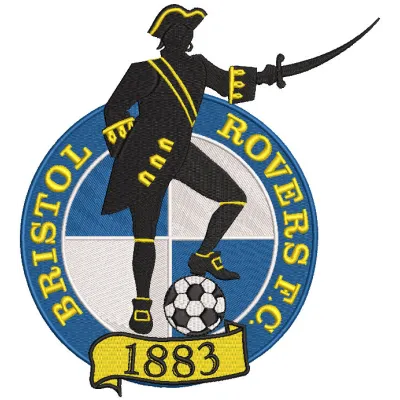 Bristol Rovers football club logo embroidery design, showcasing intricate stitching patterns for sports enthusiasts.