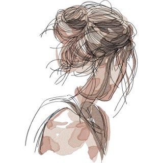 Girl Sketch art embroidery design - Embroidery Design