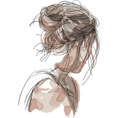 Preview of Girl Sketch art embroidery design featuring a stylish illustration for creative stitching projects.