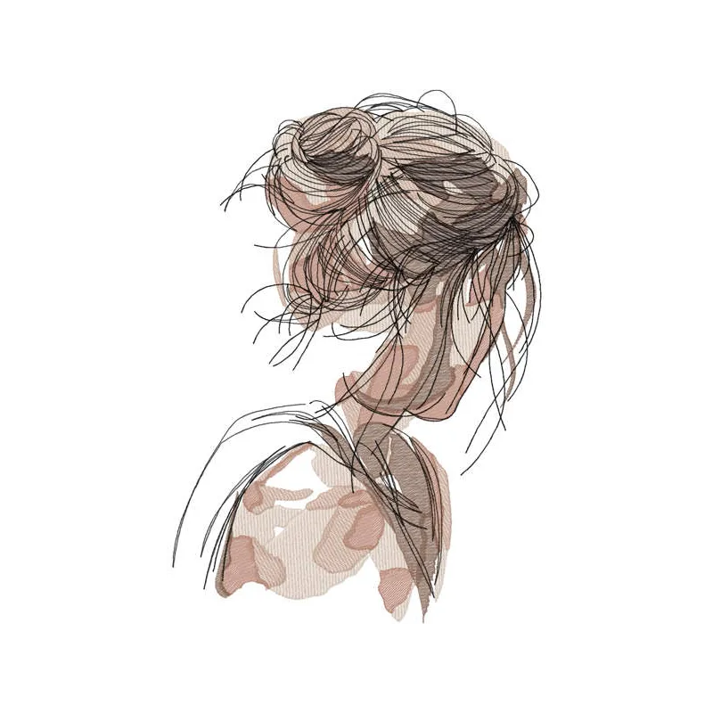 Preview of Girl Sketch art embroidery design featuring a stylish illustration for creative stitching projects.